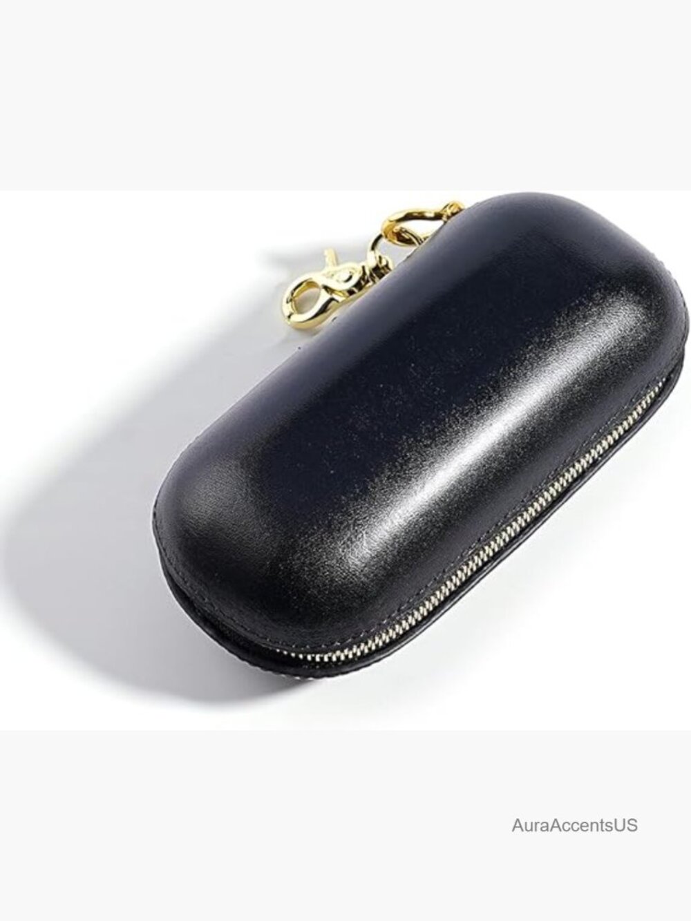 Leather Eyeglass Case Portable Travel Sunglasses Case Zipper Closure